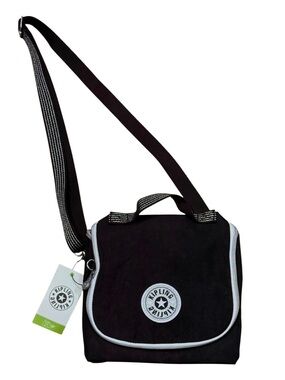 Kipling Lunch bag Black Bag with White Trim silver New Kichirou Fall School New